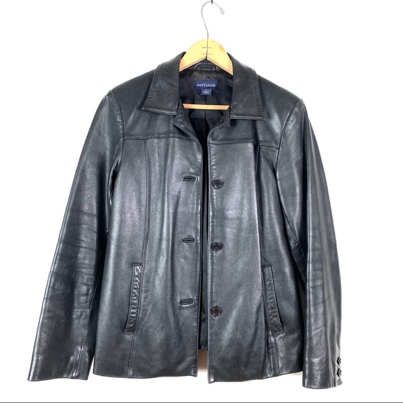 Ann Taylor Jackets & Blazers - Ann Taylor | Black Button Down Leather Coat